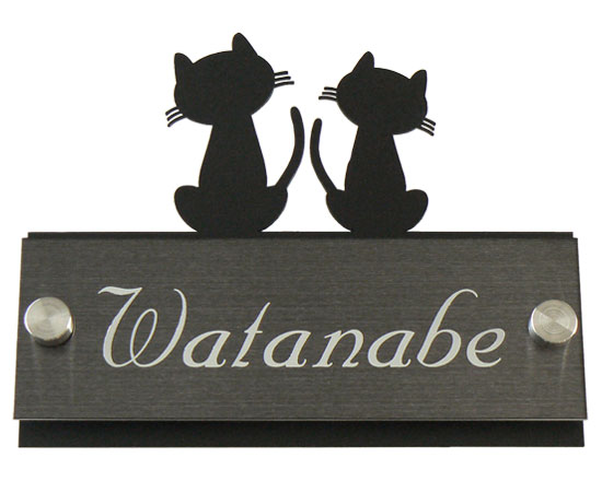 ステンレス＆ブラックステンレス　黒猫
